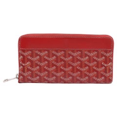 Used Goyard Red Goyardine Coated Canvas Matignon Zip Around Wallet
