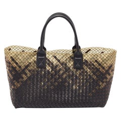 Sac cabas Bottega Veneta Ombre Black/Cream Intrecciato en cuir et PVC Cabat