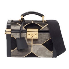 Gucci Black/Grey Printed Velvet and Leather Savoy Beauty Case Bag
