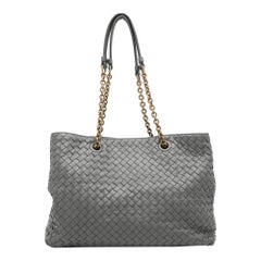 Bottega Veneta Grey Intrecciato Leather Chain Tote