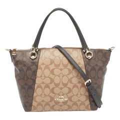 Fourre-tout Kacey en toile enduite et cuir Signature Brown/Black de Coach