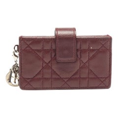 Dior Burgundy Cannage Leather Lady Dior 5 Gusset Card Case