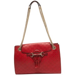 Gucci Red Guccissima Leather Large Emily Shoulder Bag