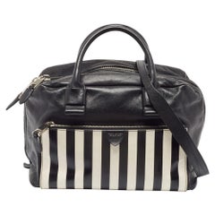 Marc Jacobs Black/White Leather Small Striped Prince Antonia Satchel