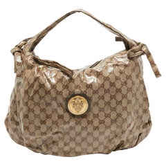 Gucci Beige GG Crystal Canvas Hysteria Hobo
