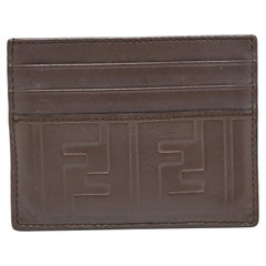 Fendi Brown Zucca Leather Card Holder