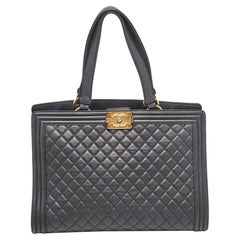 Chanel Black Quilted Leather Large Boy Shopper Tote
