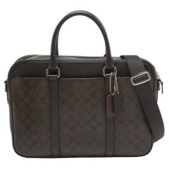 Coach Choco Brown Signature Coated Canvas Metropolitan Briefcase/Laptop Bag