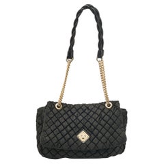Moschino - Borsa con patta in nylon trapuntato nero