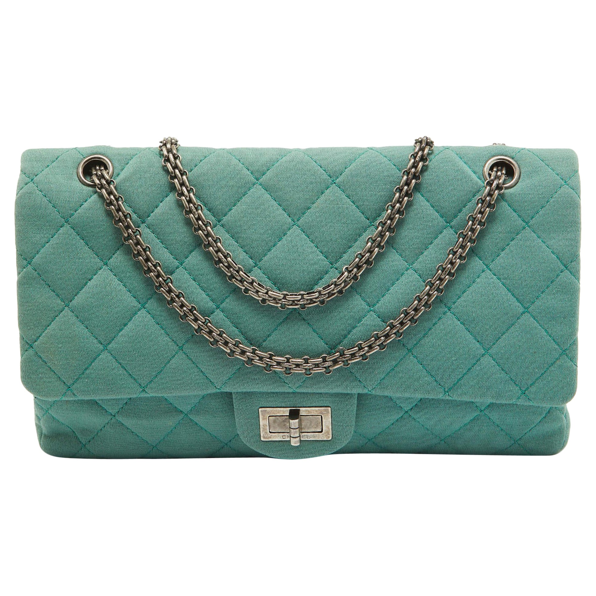 Chanel Light Green Jersey Classic 227 Reissue 2.55 Flap Bag