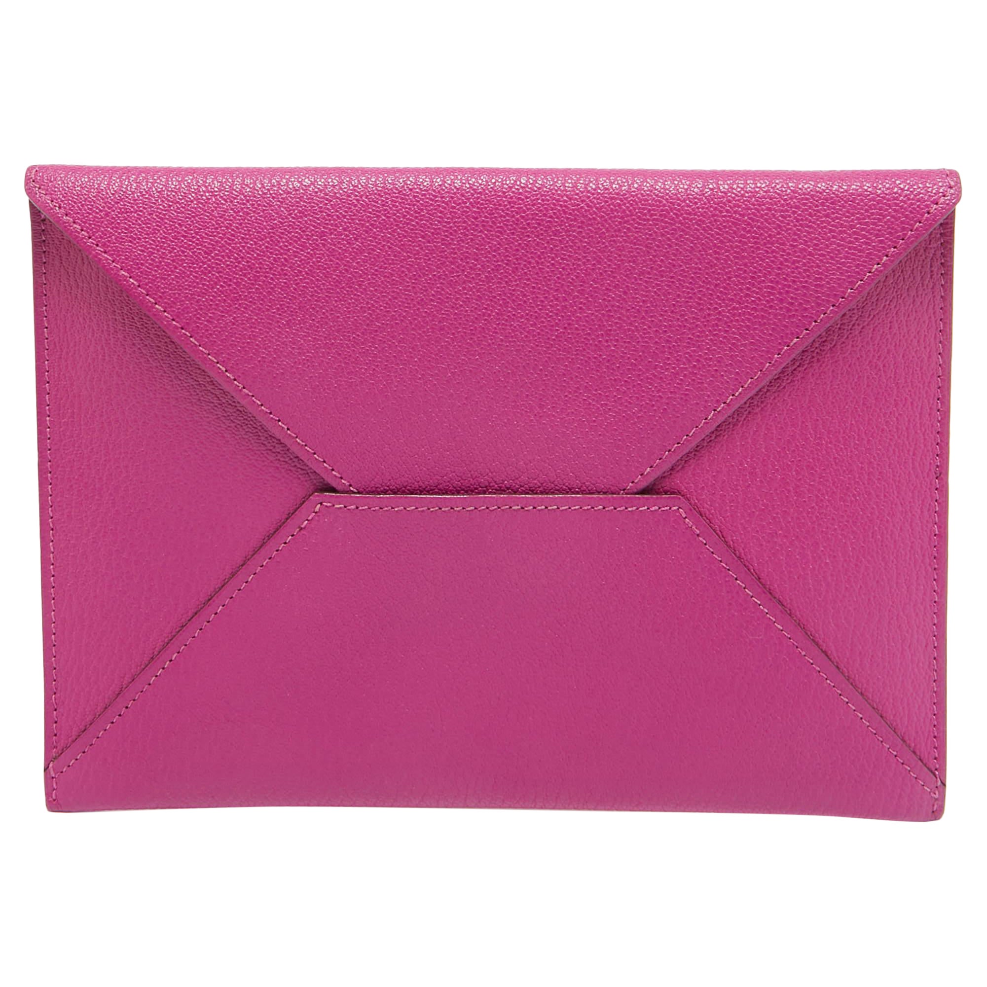 Portafoglio a busta in pelle Hermès Magnolia/Jaune Ambre/Cappucine Trio in vendita