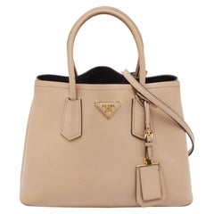 Prada Beige Saffiano Cuir Leather Double Handle Tote