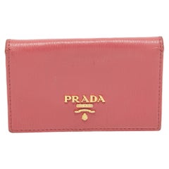 Prada Pink Vittello Move Leather Business Card Holder