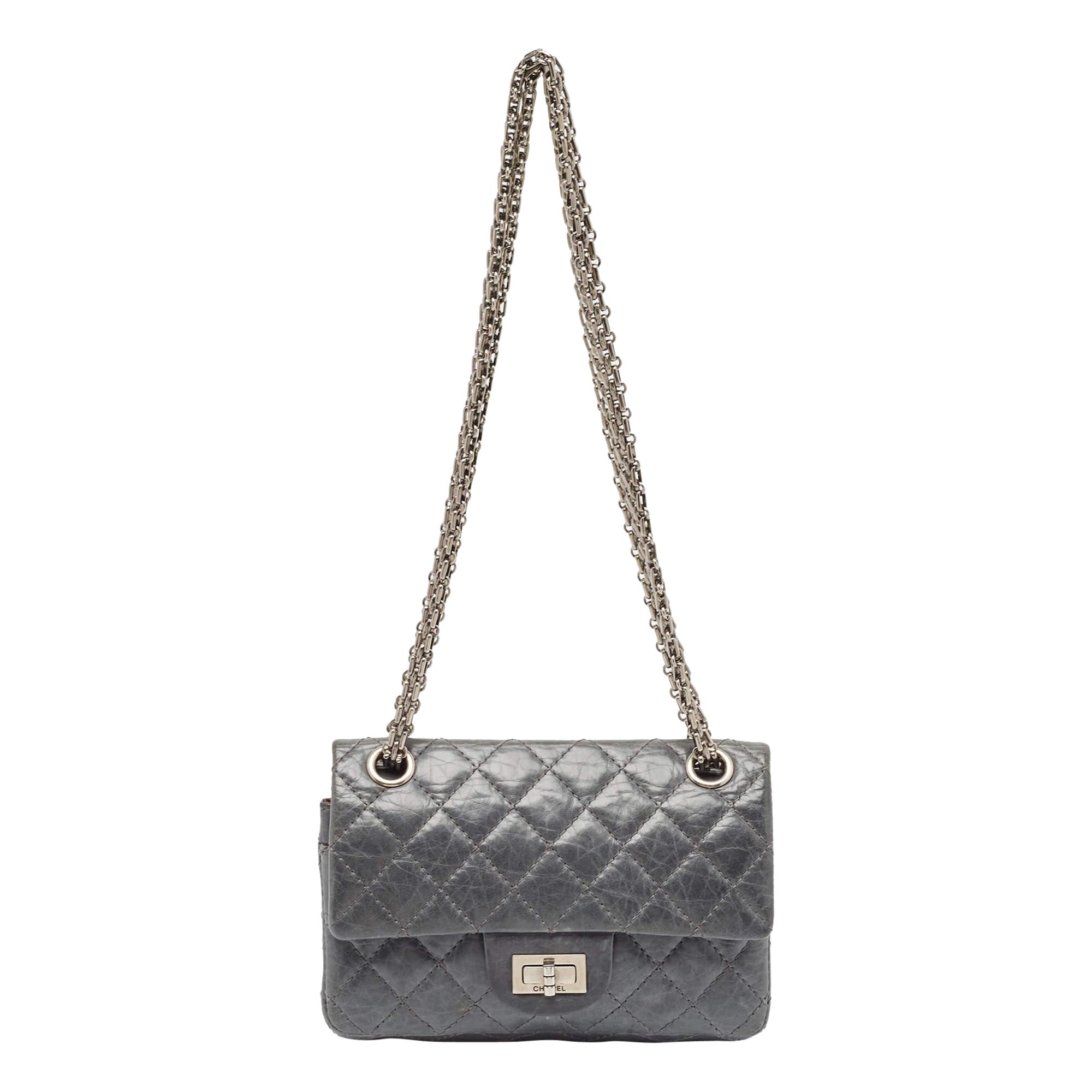 Chanel Blue Quilted Leather Classic 224 Reissue 2.55 Flap Bag For Sale