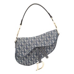Dior Blaue schräge Satteltasche aus Segeltuch
