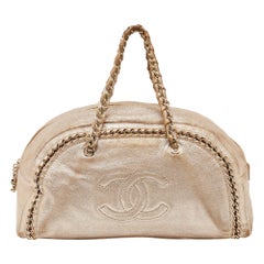 Chanel Gold Leather Large Luxe Ligne Bowler Bag