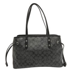 Coach Black/Grey Signature Coated Canvas Drawstring Carryall Bag