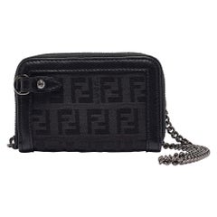 Fendi Black Zuchino Canvas and Leather Coin Purse