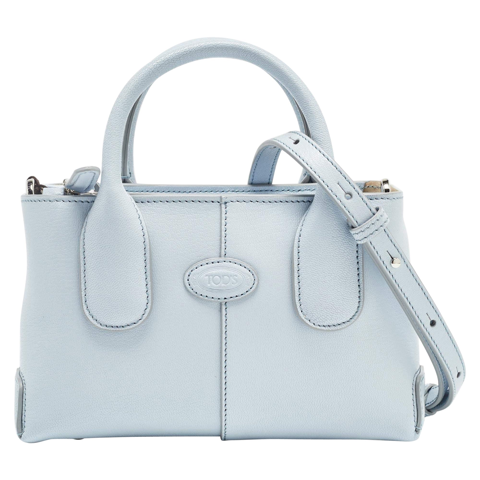 Tod's Light Blue Leather Mini Di Bag For Sale