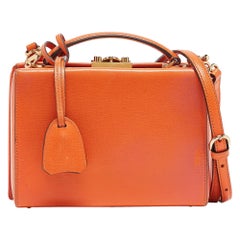 Mark Cross Orange Leather Small Grace Box Bag