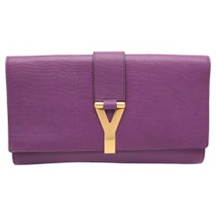 Yves Saint Laurent Clutch in pelle viola Y-Ligne