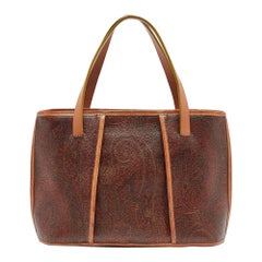 Etro - Fourre-tout en cuir et toile enduite imprimé marguerite - Brown