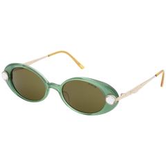 Green Vintage Krizia Rhinestone Sunglasses 11
