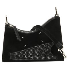 Maison Margiela Negro Terciopelo Micro Embellished Snatched Hobo
