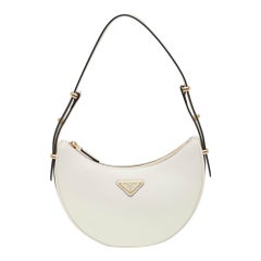 Prada White Leather Arqu&eacute; Shoulder Bag