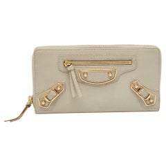 Balenciaga Gris Glace Leather Metallic Edge Classic City Zip Around Wallet