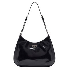 Prada Black Glossy Leather Cleo Shoulder Bag