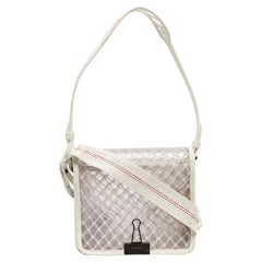 Off-White White/Clear PVC Net Binder Clip Crossbody Bag