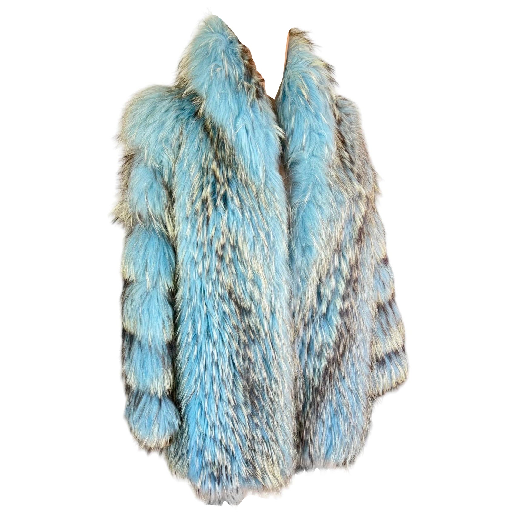 Gianni Versace F/W 2001 Blue Marmot Fur Jacket Coat For Sale