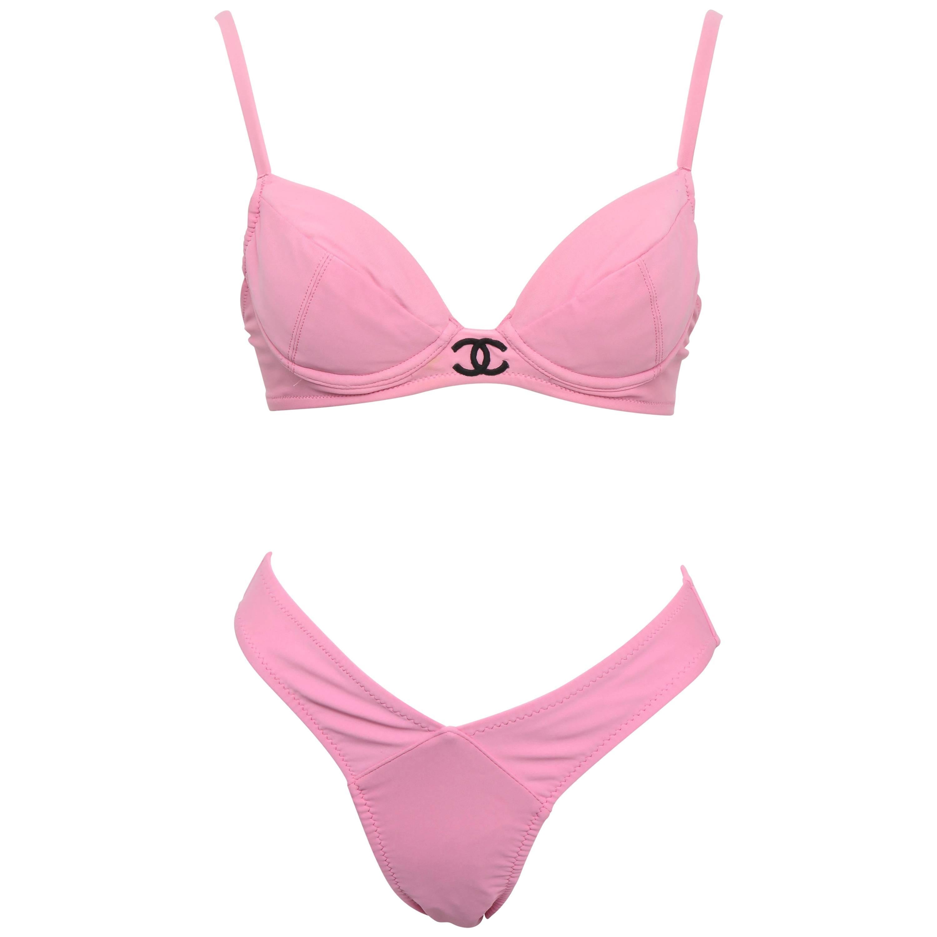 Vintage Chanel 1995 Pink Bikini with CC