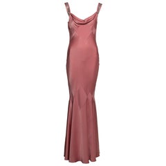 John Galliano Pink Bias-Cut Satin Evening Dress with Rhinestone Straps, SS 2002