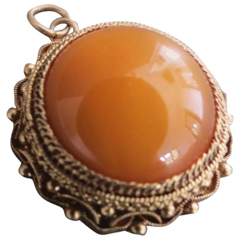 Pendentif En Argent Sterling Avec Ambre Beurre/butterscotch (jaune Doré) - Œuf De Yolk