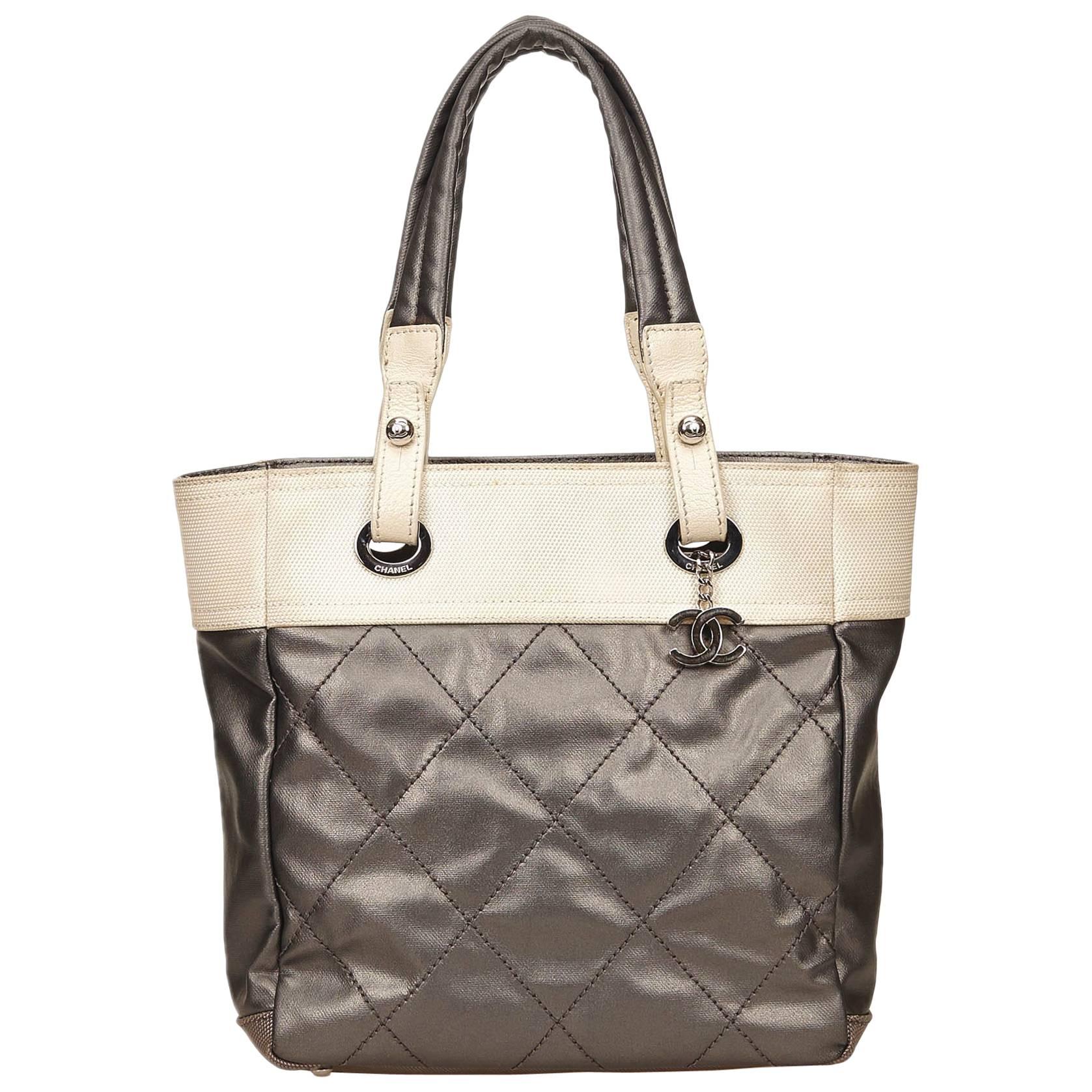 Grey & Ivory Chanel Paris Biarritz Tote Bag