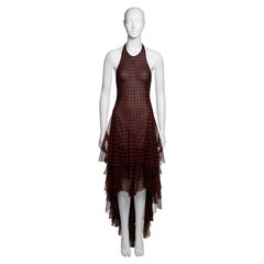 Alexander McQueen Black and Red Silk Chiffon Polka Dot Halter Dress, SS 2002