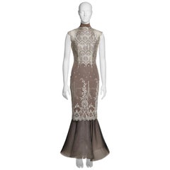 Jean Paul Gaultier Embroidered Ivory Lace and Fishtail Evening Dress, SS 1995