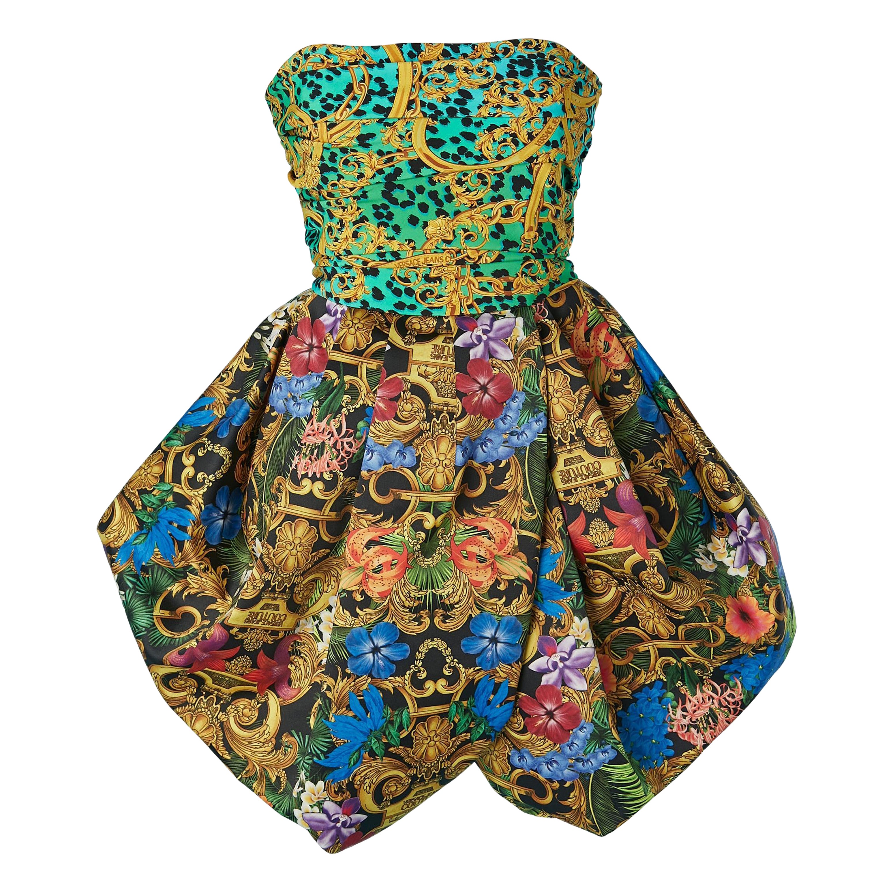Bustier stampato  abito ballon cocktail Versace Jeans Couture