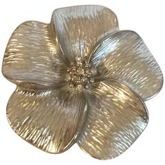 1970s LVBYR Silver Tone Flower Brooch 3