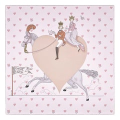 Hermes Tea Time Rose Pale and Beige Silk Scarf 70