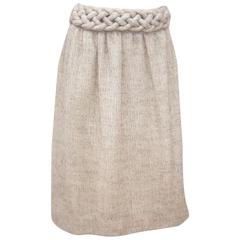 1970's Mary McFadden Burlap Skirt With Braided Waistband 10