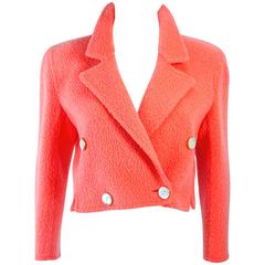 VALENTINO Coral Boiled Wool Cropped Jacket Size 6 8