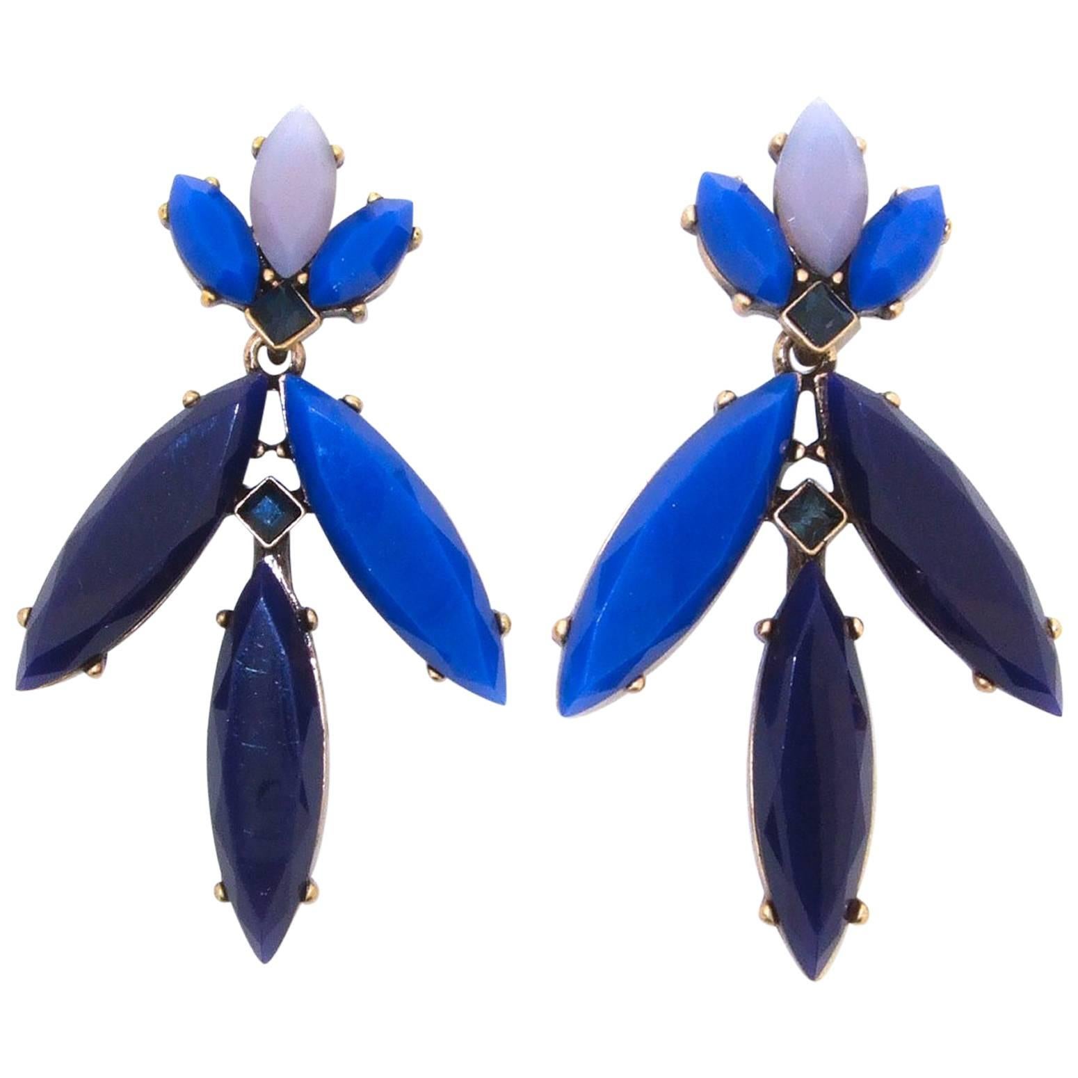 Blue Earrings by Oscar De La Renta For Sale