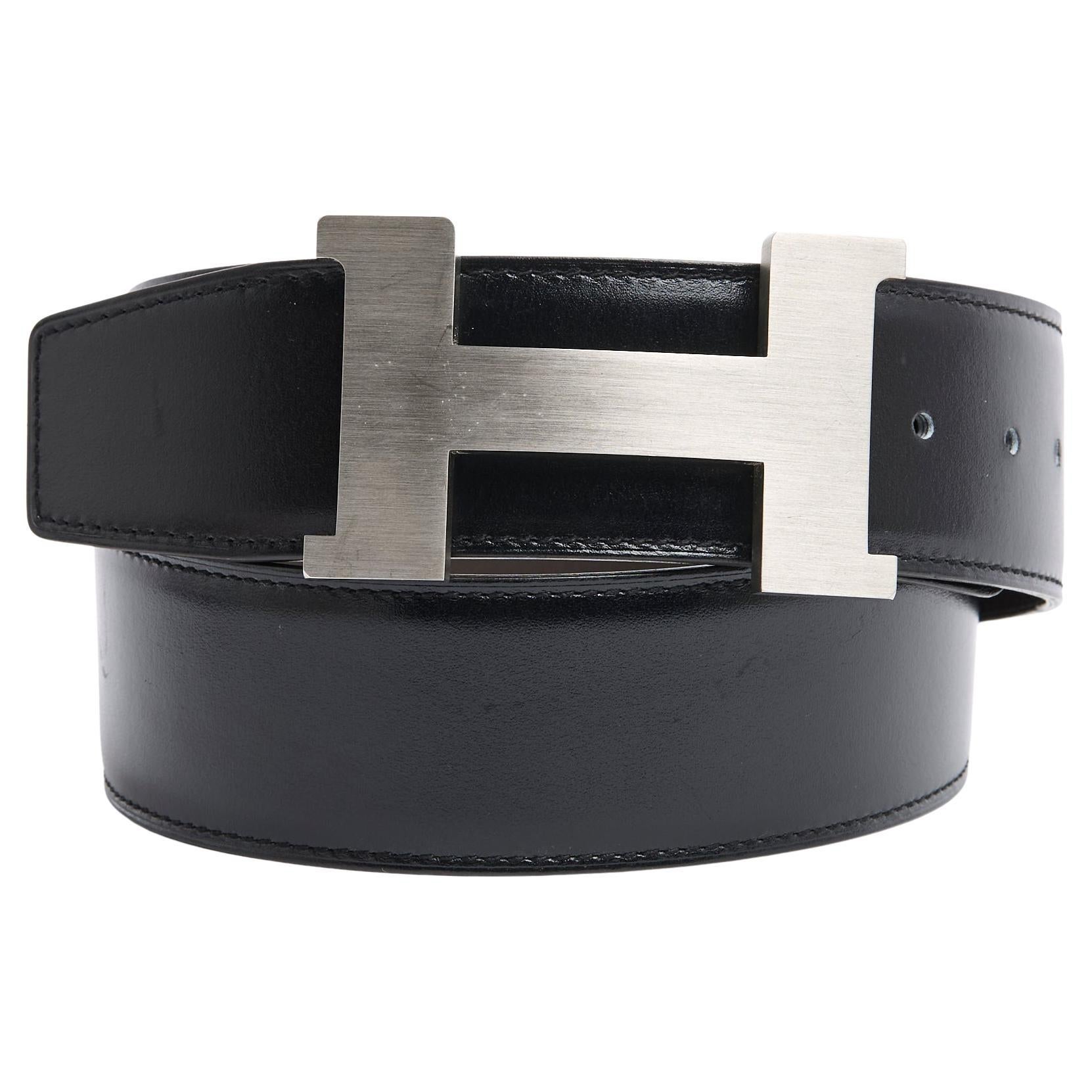 Hermès A composer 42 mm Ceinture T80 Black Silver Reversible H Belt US30 Hermes For Sale