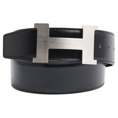 Cinturón Hermès A composer 42 mm Ceinture T80 Negro Plata Reversible H US30 Hermes