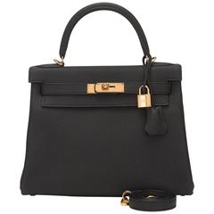 Hermes Black Togo Kelly 28cm Gold Hardware