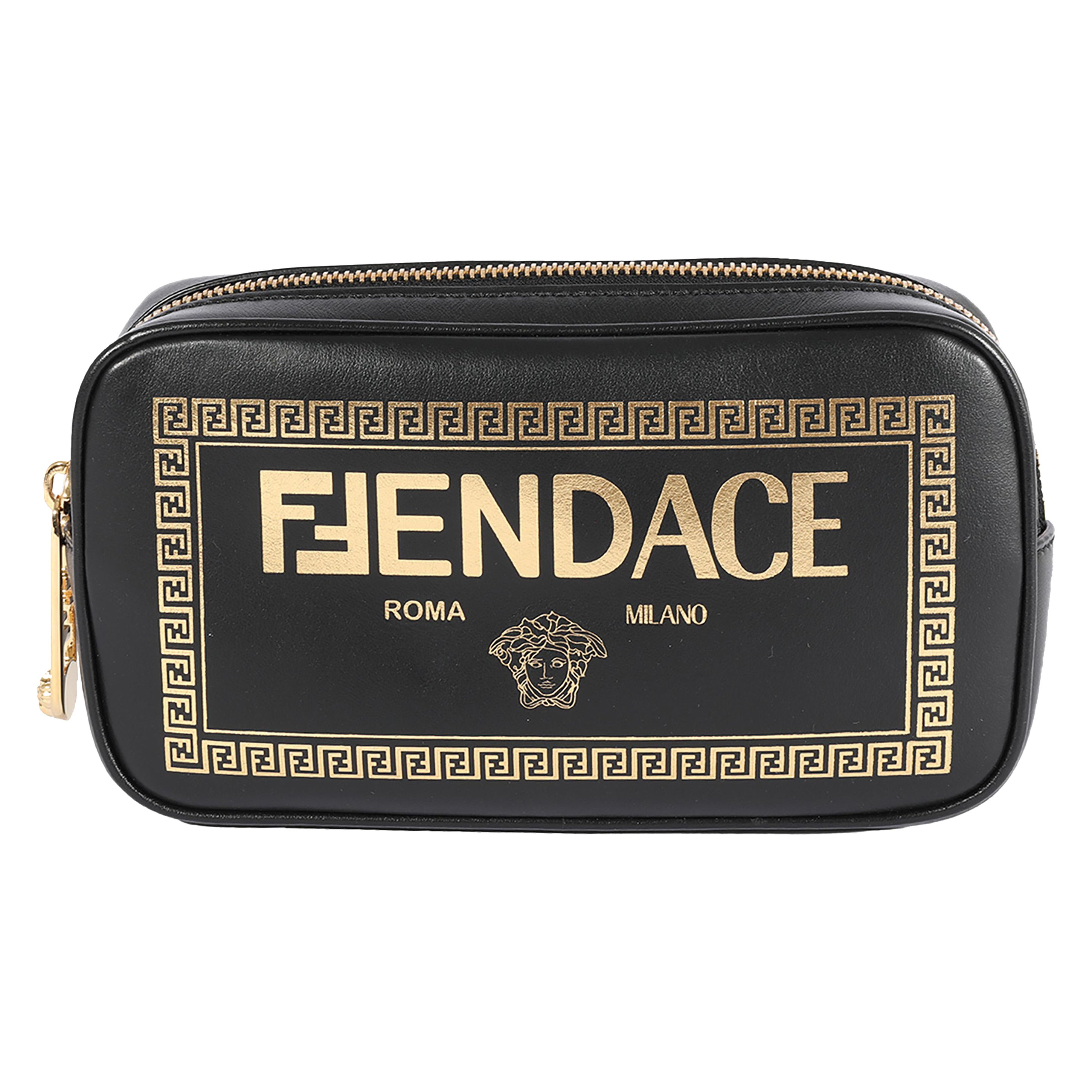 Fendi x Versace Fendace Black Logo Print Camera Case For Sale