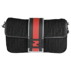 Fendi Black Neoprene & Leather Baguette Messenger Bag